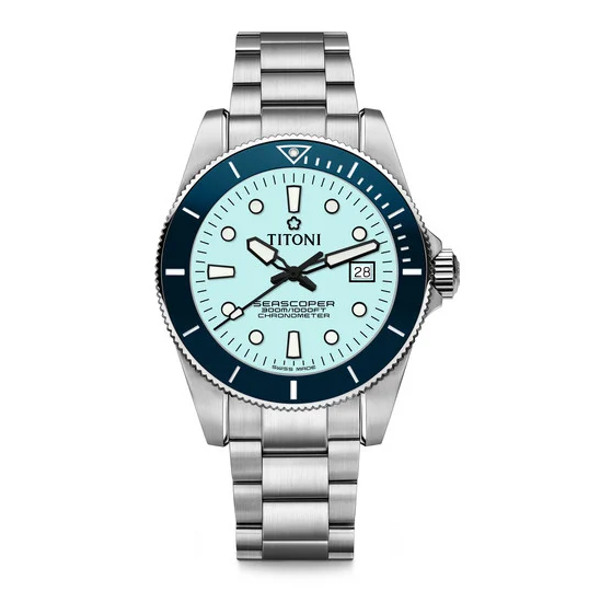 TITONI 瑞士梅花錶 83300S-BE-718 海洋探索 SEASCOPER300 男士系列 潛水機械錶 /藍面