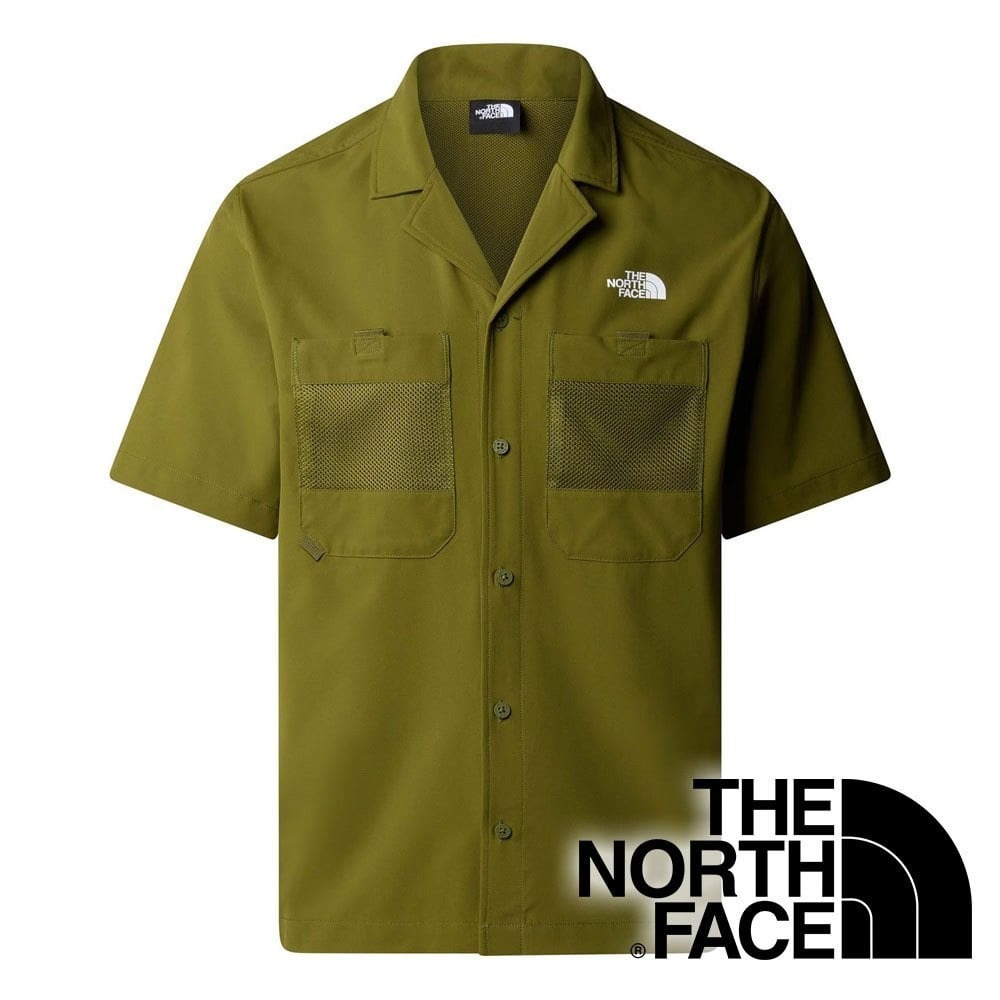 【THE NORTH FACE 美國】男短袖襯衫『綠』NF0A83TP 戶外 露營 登山 健行 休閒 時尚 短袖 襯衫