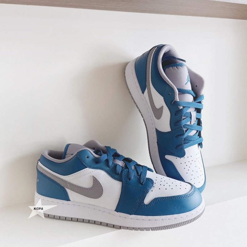 Air Jordan 1 Low 復古 籃球鞋 灰勾 低筒 北卡藍 午夜藍 灰藍 白藍 休閒鞋 553558-412