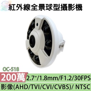 【小管家商城】【2MP紅外線全景球型攝影機1.8mm OC-518】1080P/臺製/室外監視器/紅外線