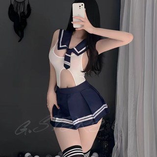 G.STORE 現貨 大尺碼 情趣內衣 胖MM學生制服 開檔連體衣學院套裝 免脫 角色扮演激情誘惑水手套裝