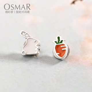 絢彩家【OSMAR】萌兔愛吃胡蘿蔔 無耳洞貼式耳環 附10對貼紙補充包