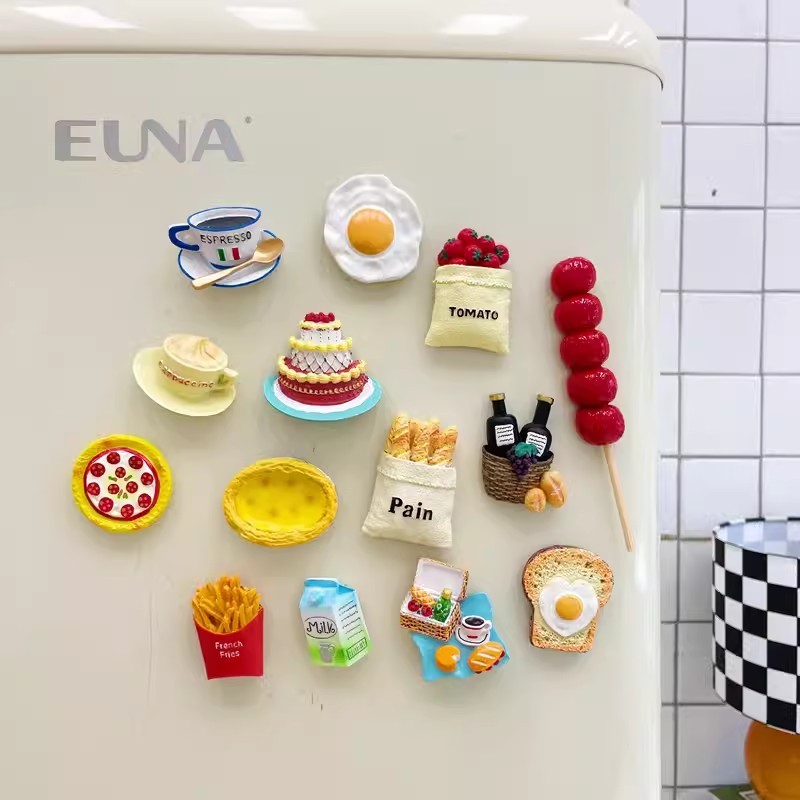 冰箱貼 冰箱貼 冰箱貼 ins風卡通仿真食物冰箱貼 3D立體創意磁性吸鐵石留言貼廚房裝飾