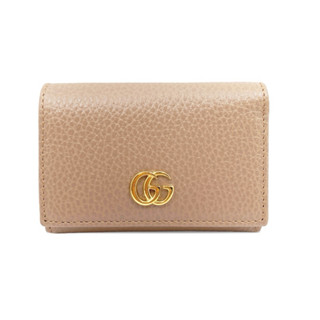 全新名牌GUCCI 經典GG Marmont系列 三折式皮夾短夾 淺棕色(原價$21,800)