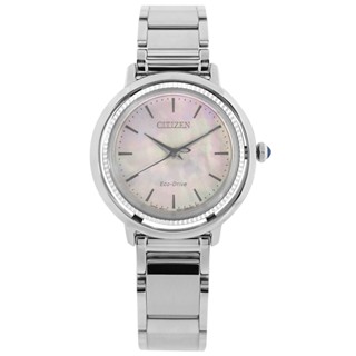 CITIZEN / L 光動能 珍珠母貝 藍寶石水晶玻璃 不鏽鋼手錶 銀白色 / EM1100-84D / 31mm