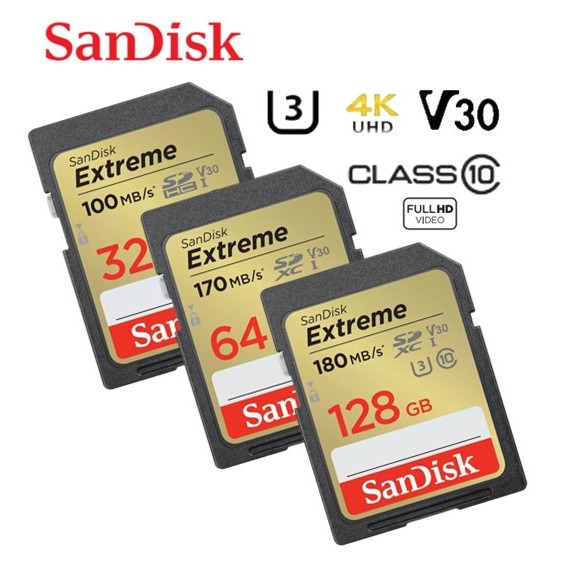 SanDisk 16G 32G 64G 128G SD SDXC EXTREME C10 4K 相機記憶卡 SD大卡