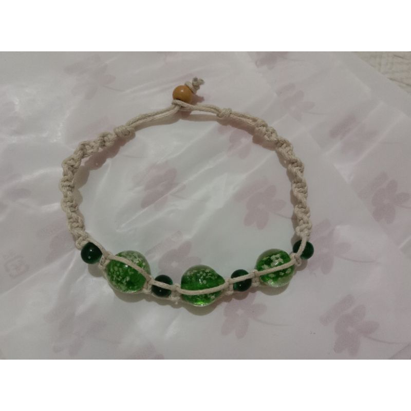 全新 沖繩 日本帶回 日本製  綠色 琉璃珠 手環 蓄光石 手鍊 飾品 送禮 禮物 浪漫 手鏈