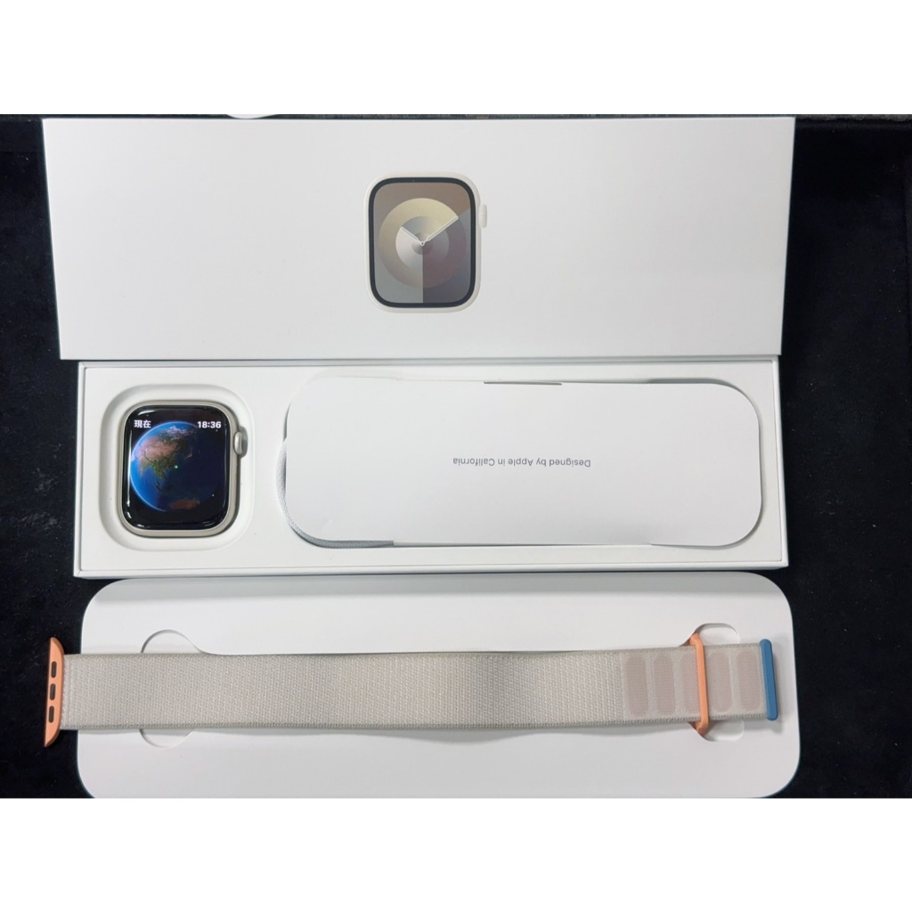 【直購價:10,900元】Apple Watch Series 9 GPS 45mm 星光色鋁金屬運動錶環 (9成新)