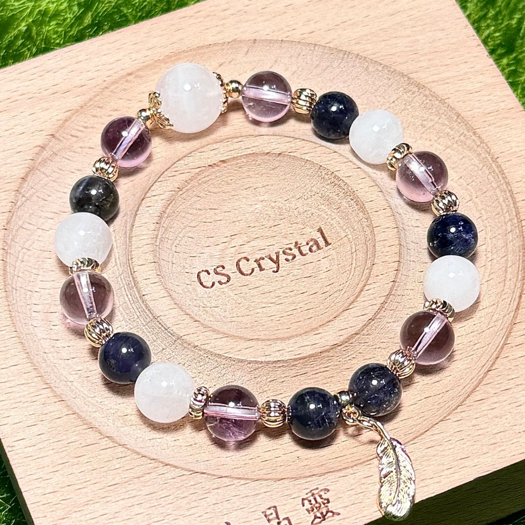 CS Crystal 編號707 - 滿礦白幽靈水晶+高品透體紫水晶+堇青石設計款