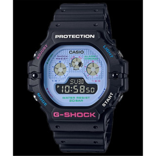 CASIO 卡西歐 G-SHOCK 繽紛撞色 三眼 夜間霓虹 電子錶 - 紫黑( DW-5900DN-1)[秀時堂]