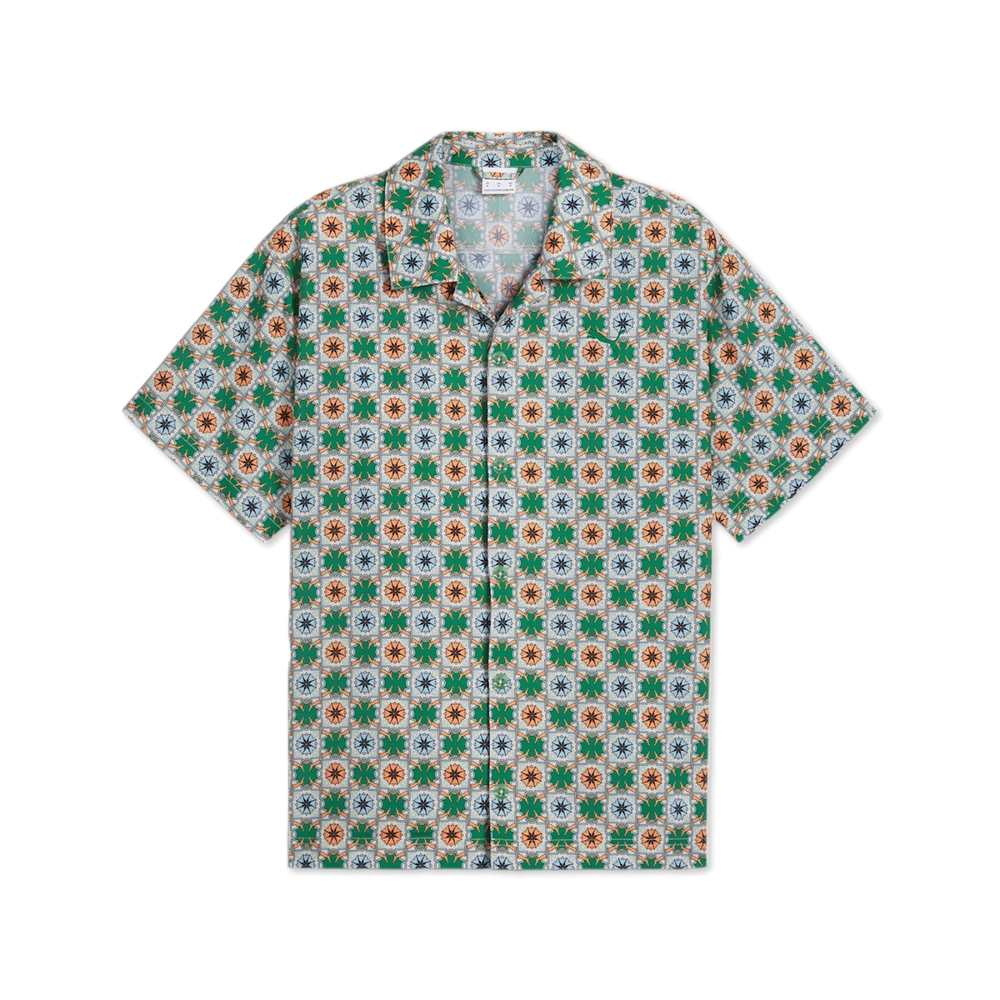 PUMA 短袖襯衫 流行系列New Prep印花短袖襯衫(N) 中 62787386 現貨 綠色