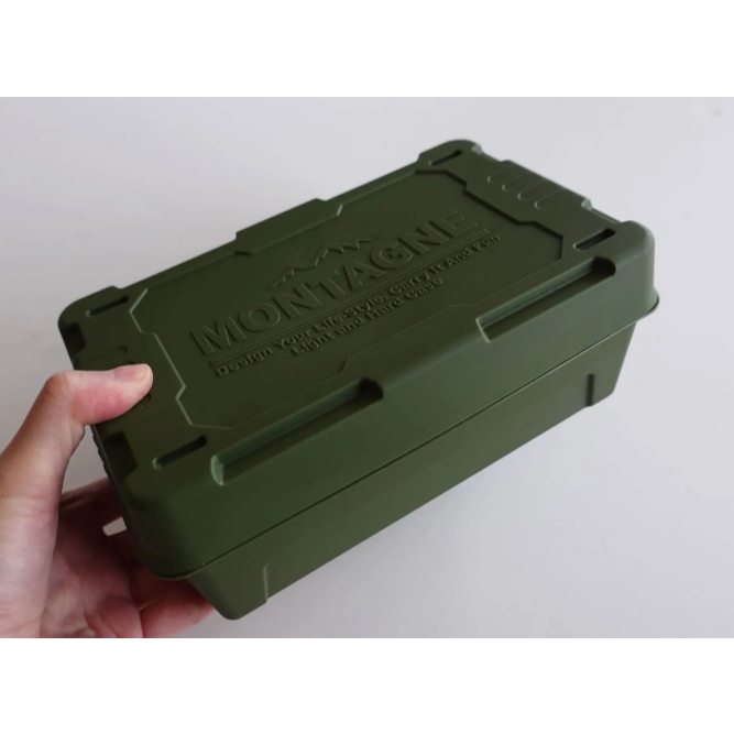 露營風 日本製 帶蓋收納盒深灰 軍綠色附件箱 工具箱收納盒