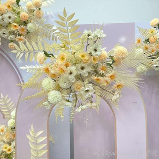 香檳色仿真花 婚禮佈置點花排花角花路引花球 婚慶背景舞臺裝飾花藝 花球 花排