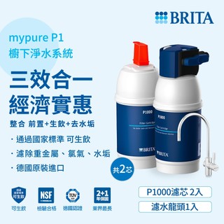 {免費到府安裝} 德國 BRITA P1000櫥下長效型濾水器★買即贈專用替換濾芯一支(共2支濾心)