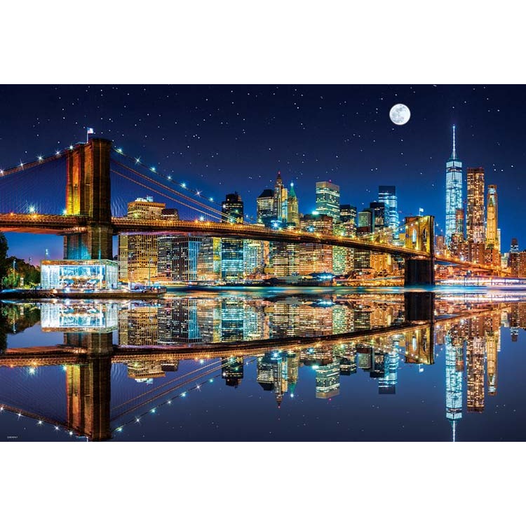 1000-055 1000片日本正版拼圖 風景 美國紐約布魯克林大橋夜景