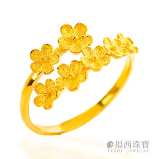 福西珠寶 金戒指 質感戒指系列 純金戒指 黃金戒指 5G黃金工藝 分期 禮物 情人節 幻彩天鵝戒指 雙排小花戒指