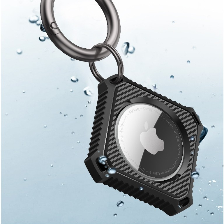 四方形碳纖維殼 適用於 AirTag 保護套 防水 蘋果 定位追蹤器 防丟器 airtag 保護殼 寵物 項圈 鑰匙圈