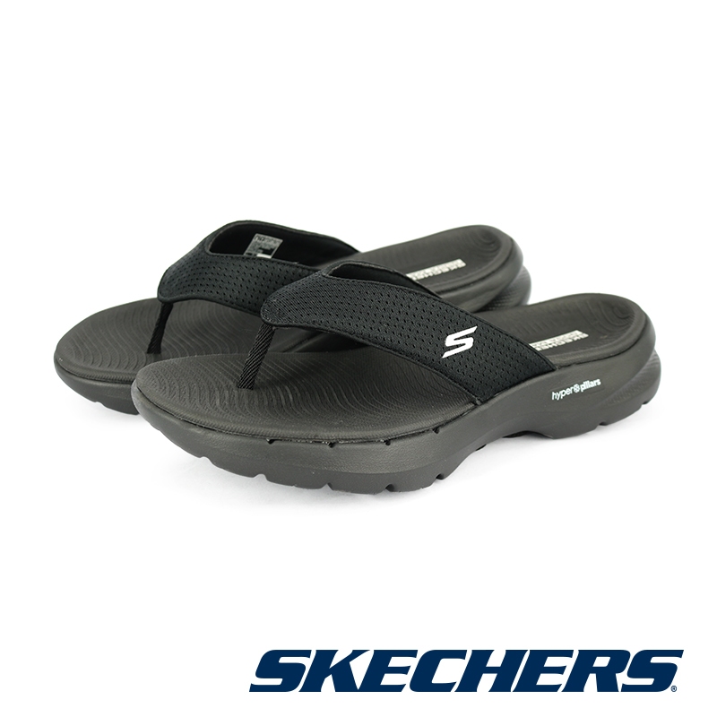 【SKECHERS】男 健走系列涼拖鞋 GO WALK 6 SANDAL - 229129-黑白BKW