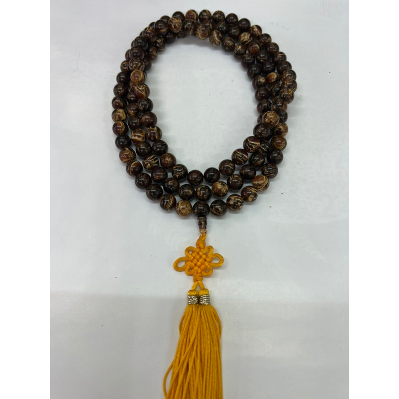 「大鴻」花琥珀念珠12mm、108顆、辟邪、祈福、保平安、佛教七寶之一。