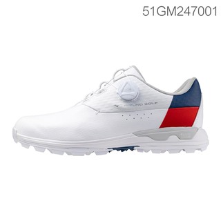 藍鯨高爾夫 Mizuno BOA 高爾夫球鞋（無釘-3E寬楦）#51GM247001（白）【零碼出清】