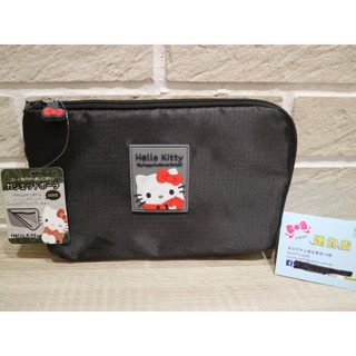 婕的店日本精品~日本帶回~Sanrio kitty黑色L型拉鍊化妝包 小工具袋