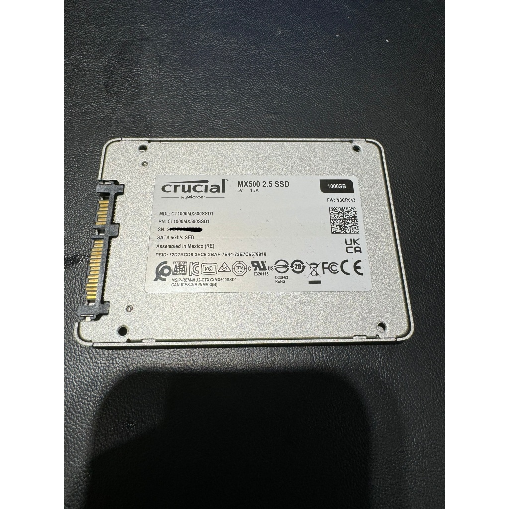 Micron 美光 MX500 1TB 2.5吋 SATA 5年保 SSD固態硬碟 二手硬碟