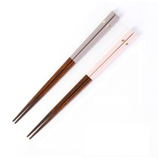 日本 天然木筷 櫻花瓣 筷子 家用筷 23cm 粉 灰 2款