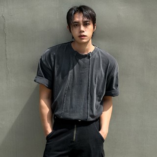 正韓復古水洗雙車線破損感短袖上衣 2色 YUPPIE 預購商品 0603