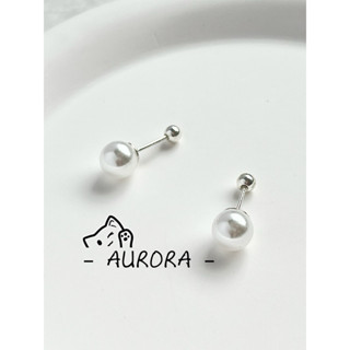 《Aurora》 925銀耳針 純白珍珠轉珠耳環 睡覺不用摘 舒適雙頭養耳棒 不掉色