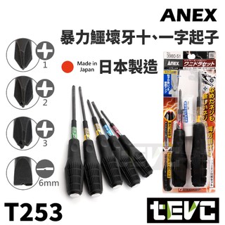 《tevc》日本製 ANEX 安耐適 3980 暴力鱷 滑牙 狠咬 十字 一字 螺絲 起子 崩牙 開花 螺絲 拆卸 敲擊