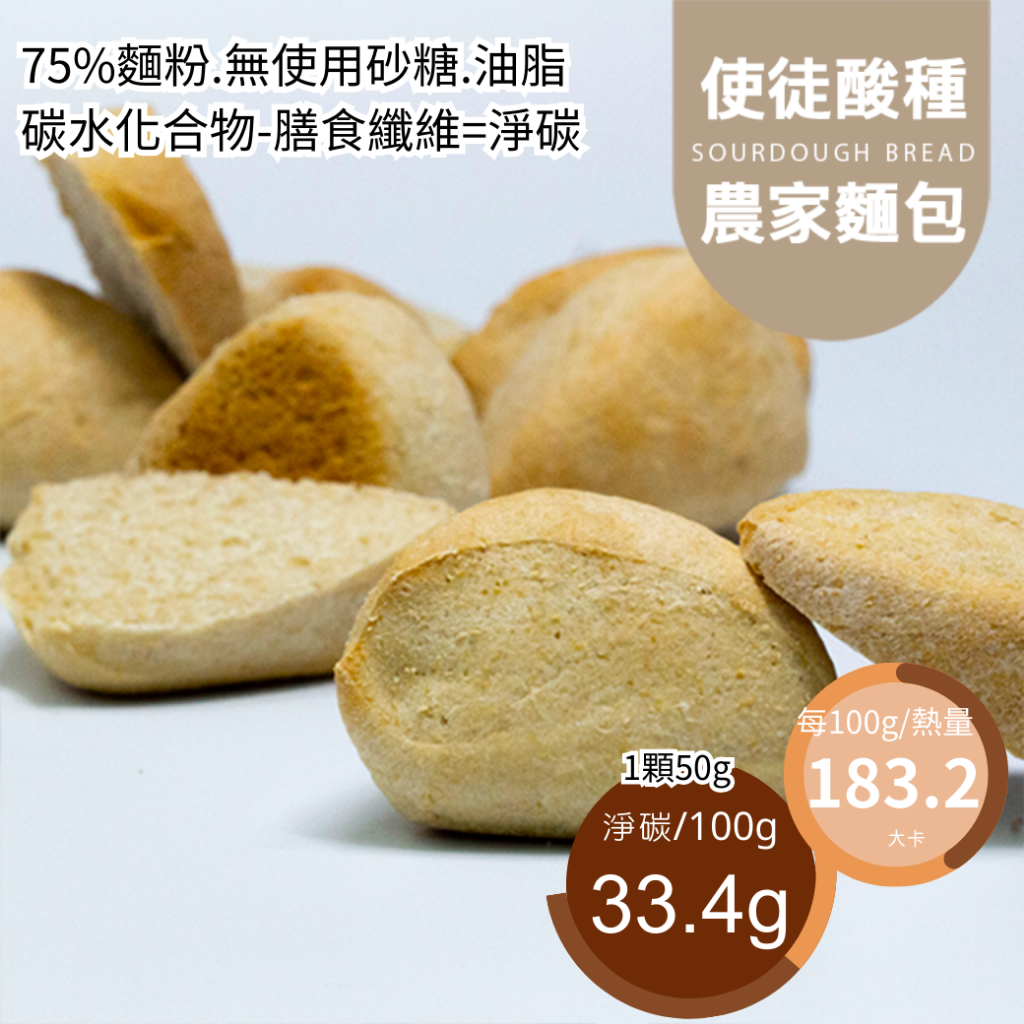 米林香 使徒麵包2入 183大卡/百克 取代25%麵粉 天然酵母 歐包 麵包 主食sourdough