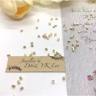 【現貨】串珠手作材料 2x2mm收尾圓管定位珠 黃銅鍍14K金 DIY Rd. Tube End Cap.Beads.