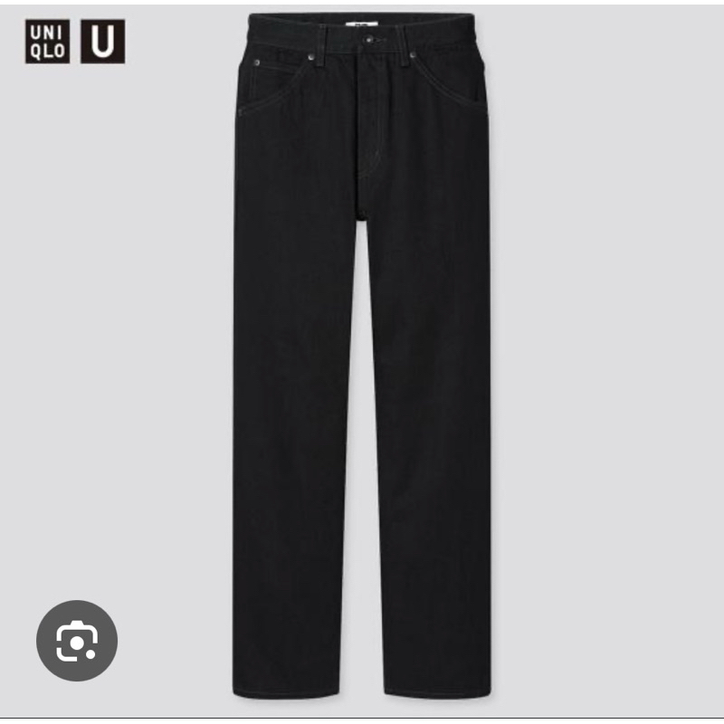 uniqlo  U Regular Fit直筒牛仔褲黑色直筒牛仔褲 黑色牛仔寬褲 二手衣