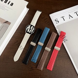 20mm 22mm 透氣網孔 真皮表帶 折疊 磁吸錶帶 適用於 三星 Galaxy watch7 佳明 華為 小米 華米