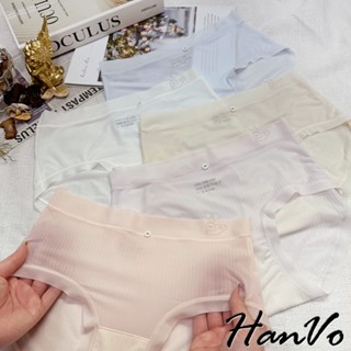 【HanVo】可愛跳躍兔兔透氣內褲 輕薄透氣速乾冰絲清爽 中腰 獨立包裝 流行少女內褲 內著 A11-5217