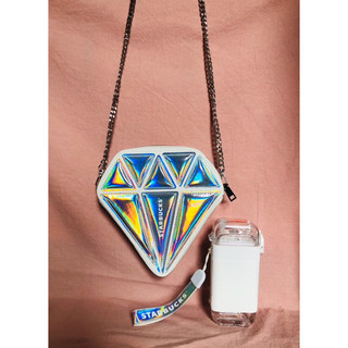 星巴克杯子2026新年禮物方形絢彩款吸管杯配鑽石造型杯套