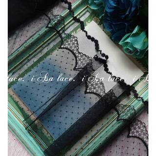 《iAsa愛莎の》手作材料✂皇冠邊黑藍點點網紗刺繡精美蕾絲輔料洛麗塔洋裝娃衣裙裝飾DIY手工裝飾