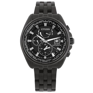 CITIZEN / 光動能 電波錶 萬年曆 藍寶石水晶玻璃 日期 不鏽鋼手錶 鍍黑 / AT9127-80E /44mm