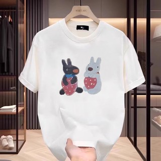 【董小姐】100%純棉上衣寬鬆 顯瘦上衣 黑白雙圖美式復古上衣 oversize bf上衣 vintage短袖 印花T恤