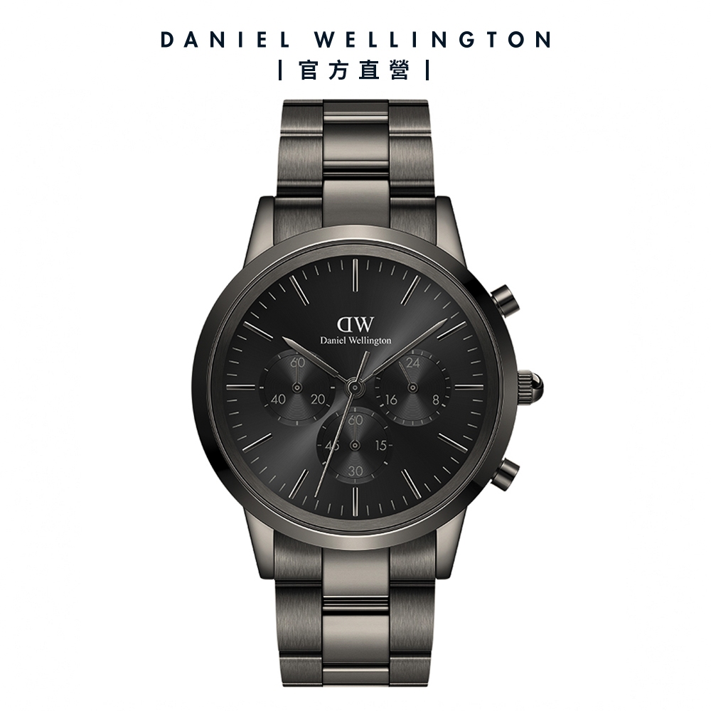 【Daniel Wellington】DW 手錶 Iconic Chronograph 42ｍｍ太空灰三眼精鋼錶-灰錶盤