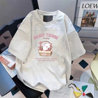 心動指數100%t恤 上衣短袖 質感衣服 美式兔子 休閒上衣 美式復古 蓋屁股上衣 印花 t恤 純棉上衣 寬鬆上衣