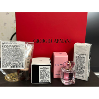giorgio armani 黑曜岩新生奇蹟防曬精華 黑曜岩新生奇蹟乳霜 設計師水燦光影粉底 淡香精試用組