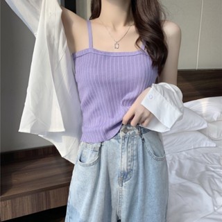 愛依依 針織背心 性感吊帶 短版背心 無袖上衣 夏季法式小吊帶背心小眾針織內搭打底衫T505-0967.