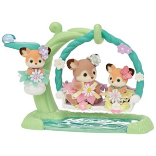 Sylvanian Families<日本森林家族>梅花鹿水邊鞦韆套組(人物*3 藤蔓盪鞦韆 配件*3)家家酒玩具
