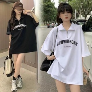 M-4XL 大尺碼上衣 大碼女裝夏季寬松百搭中長款POLO衫短袖T恤胖mm正肩上衣300斤