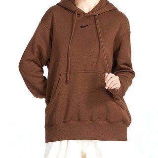 NIKE HOODIE 巧克力 深咖啡 刺繡小勾 帽T 女款 DQ5861-259