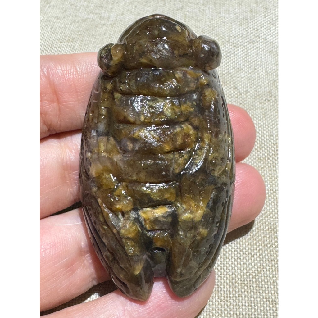 《柴花年糕精雕蟬》240613-01 總統石 心臟石 血絲碧玉 台灣藍寶 鳳凰碧玉 | 後山帝星石業