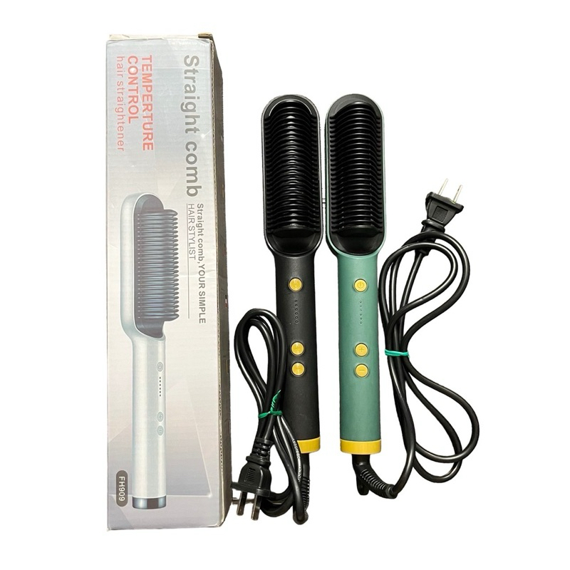 ❮二手❯ Electric 電熱造型梳 直捲髮器 墨綠色 美髮 電棒捲 離子梳 離子夾 整髮器 直髮梳 直捲兩用梳