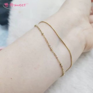 💞 鈦鋼玫瑰金百搭秀氣雙層手鍊👉抗過敏，碰水絕不生鏽，可安心戴著洗澡