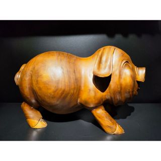 早期柚木老鵰 - 豬公（大型木雕）（木雕/藝術/古董/擺件/收藏/展示/佛像/神像/元寶/布袋)